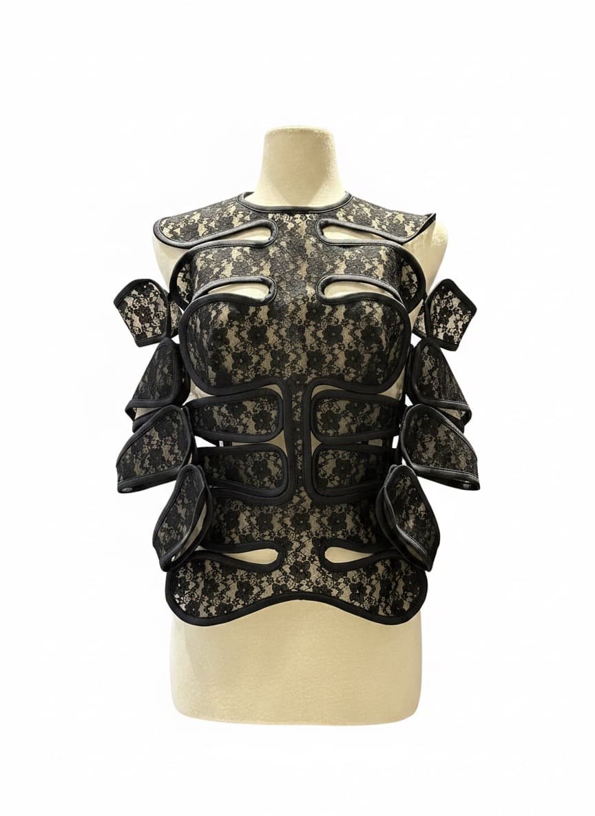Sculptural Lace Cutout Vest 