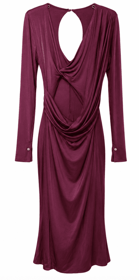 Burgundy Draped Cutout Dress