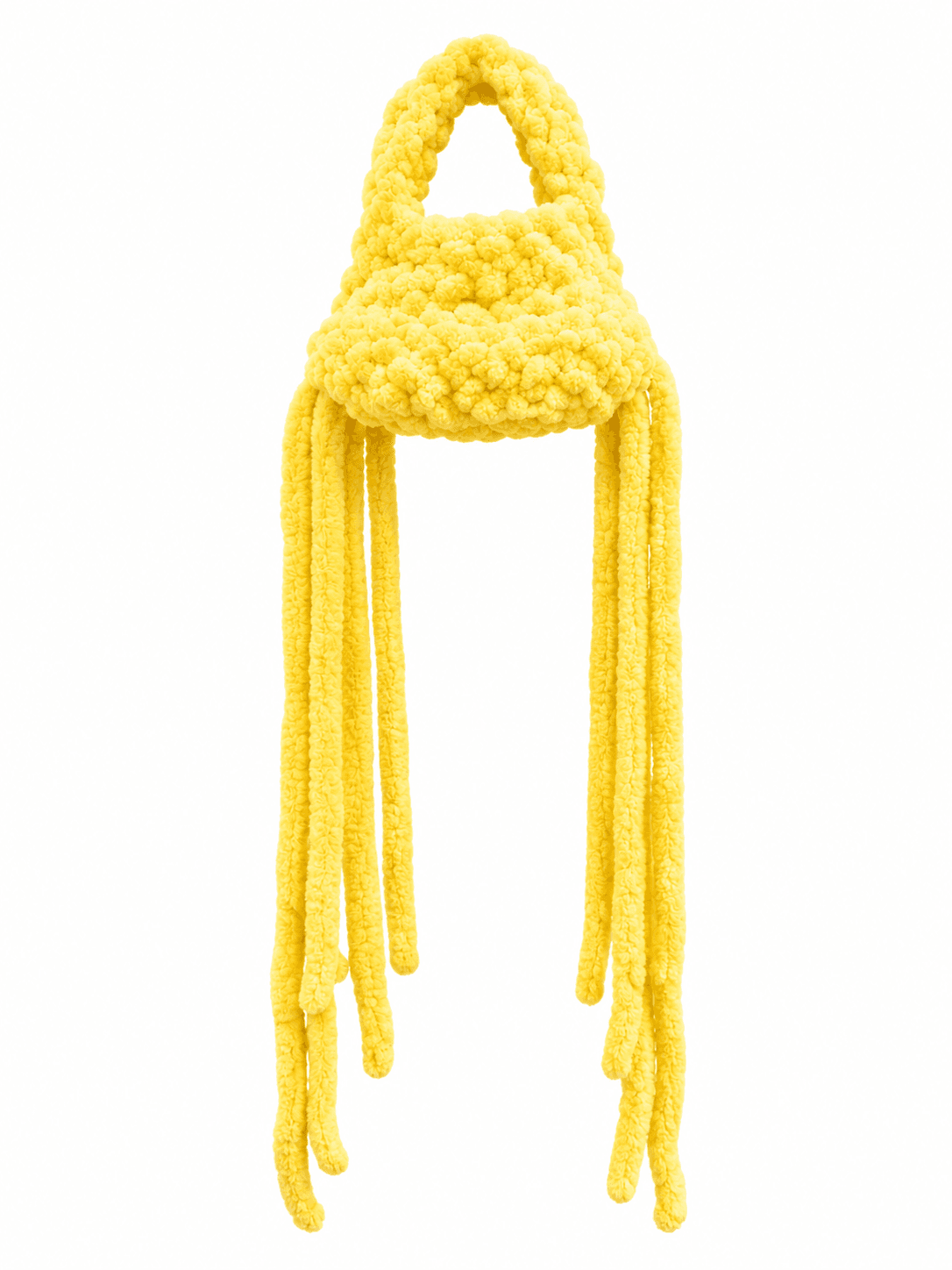 Yellow Cloud Knit Fringe Bag 