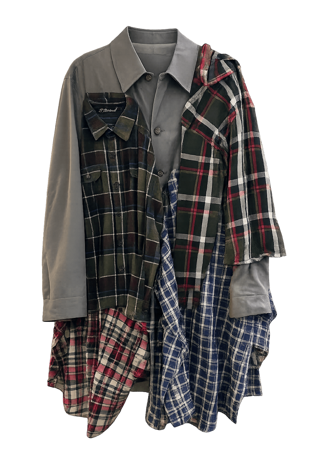 Patchwork Plaid Shirt Dress