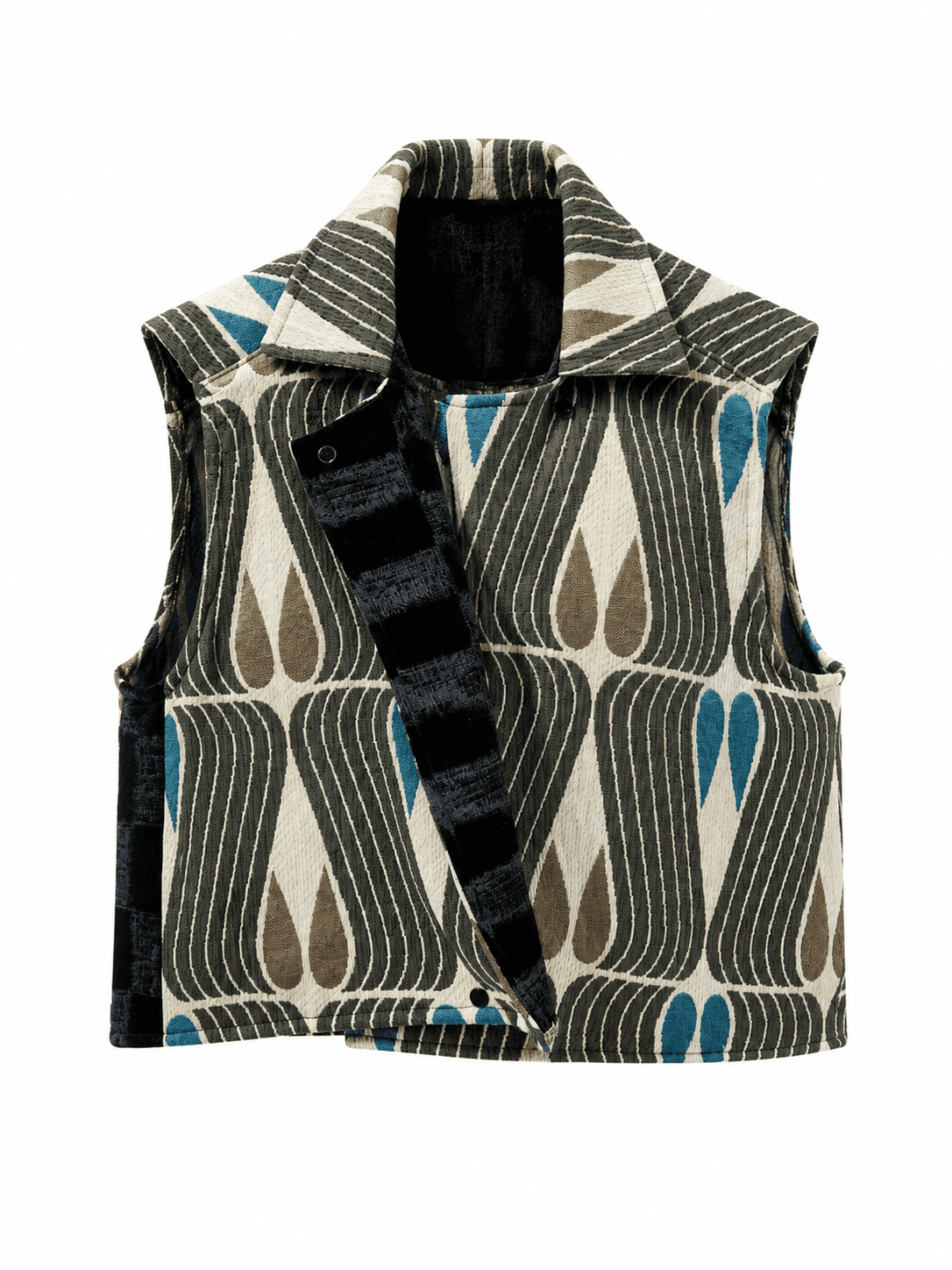 Geometric Jacquard Wrap Vest