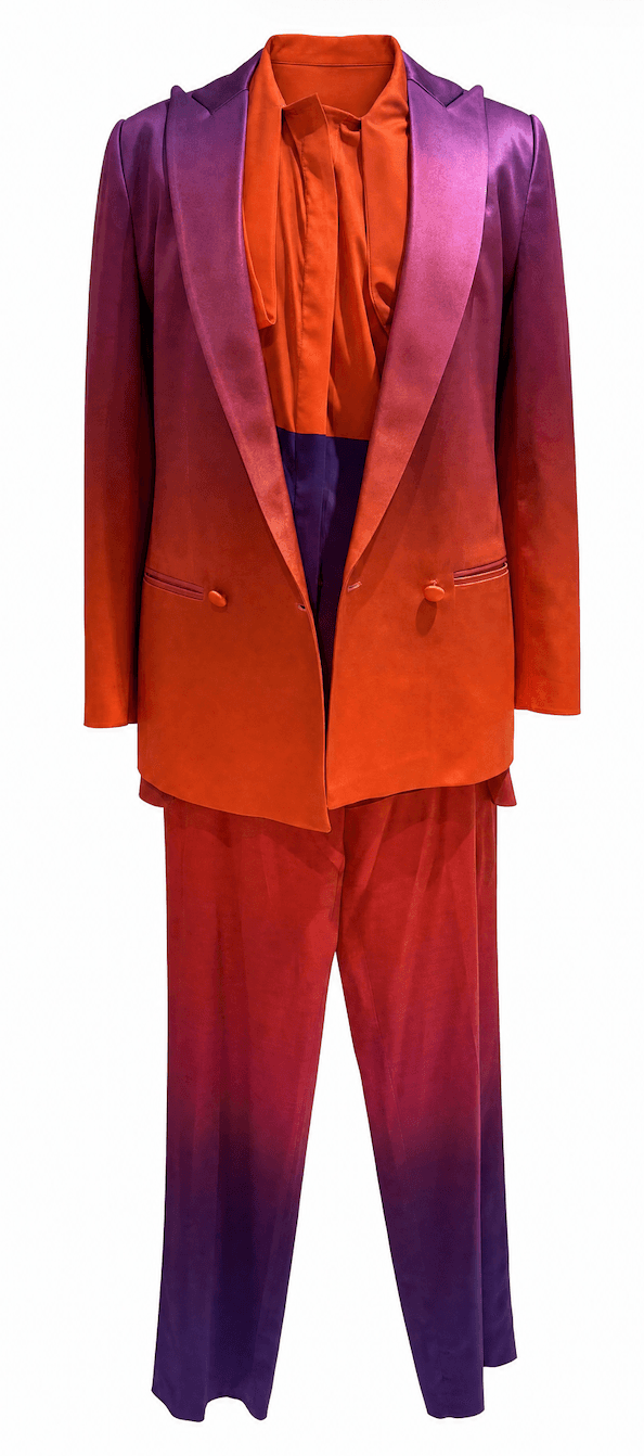 Purple and Orange Ombre Satin Suit Set 