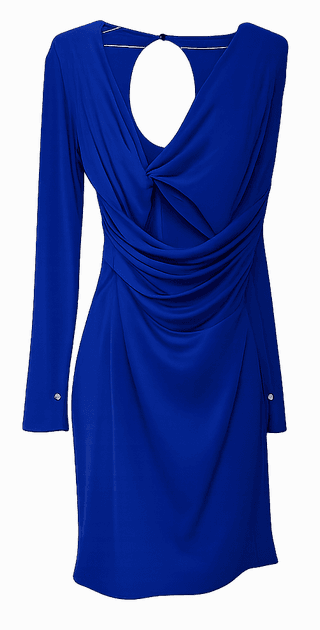 Royal Blue Draped Cutout Dress