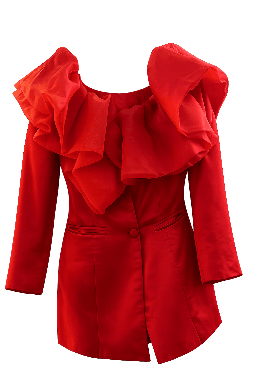 Ruffle Off-Shoulder Blazer Dress