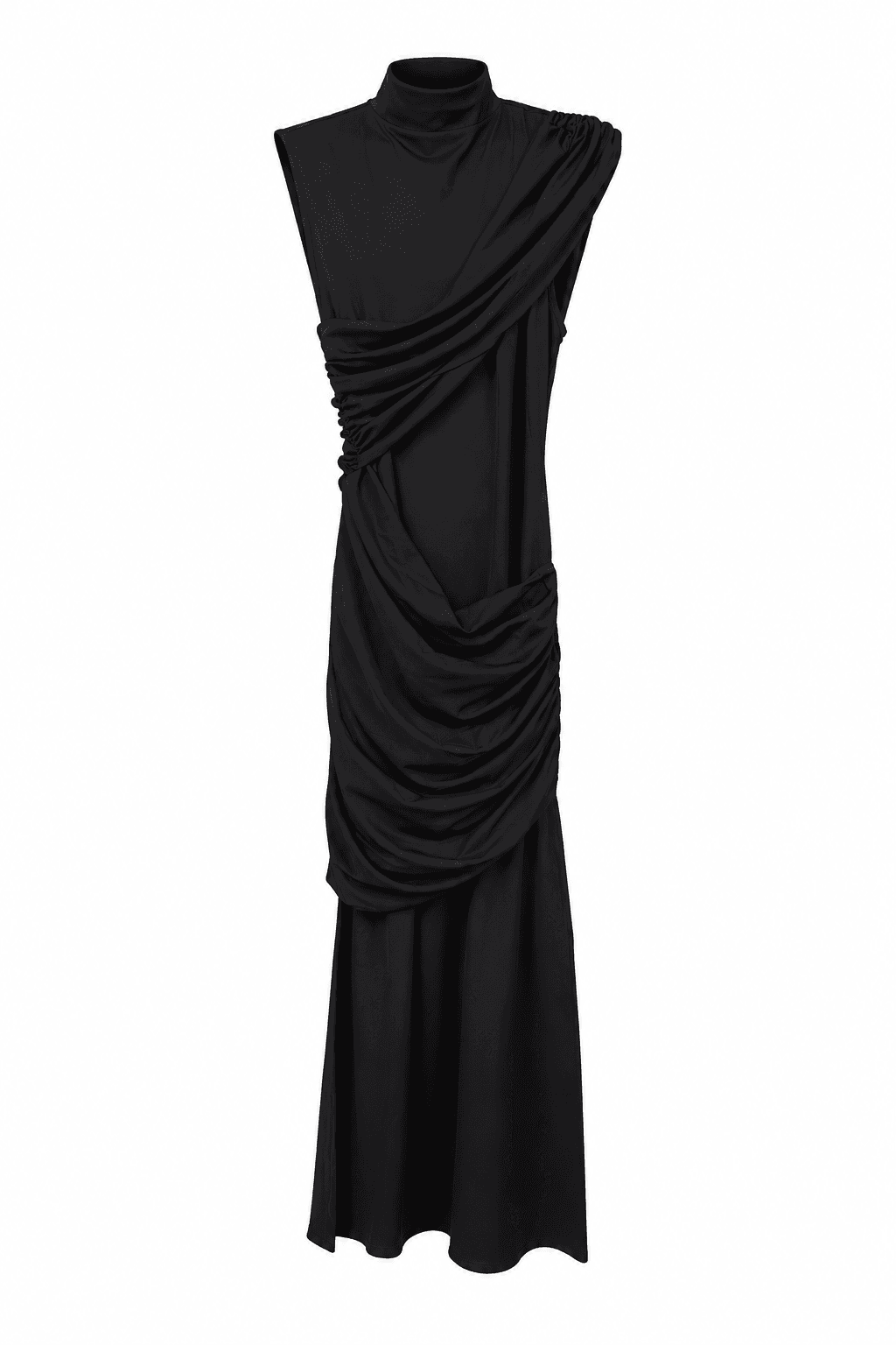 Draped Mock Neck Maxi Dress