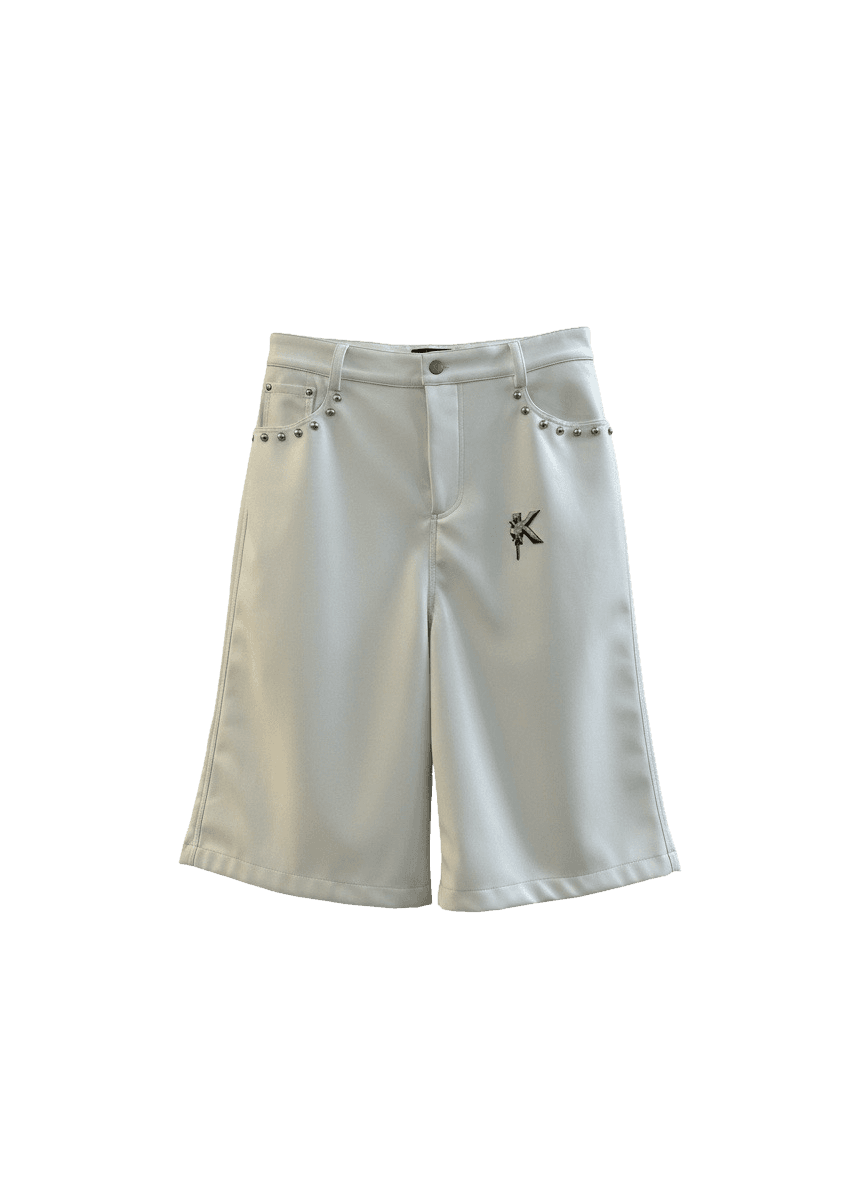 White Leather Shorts 
