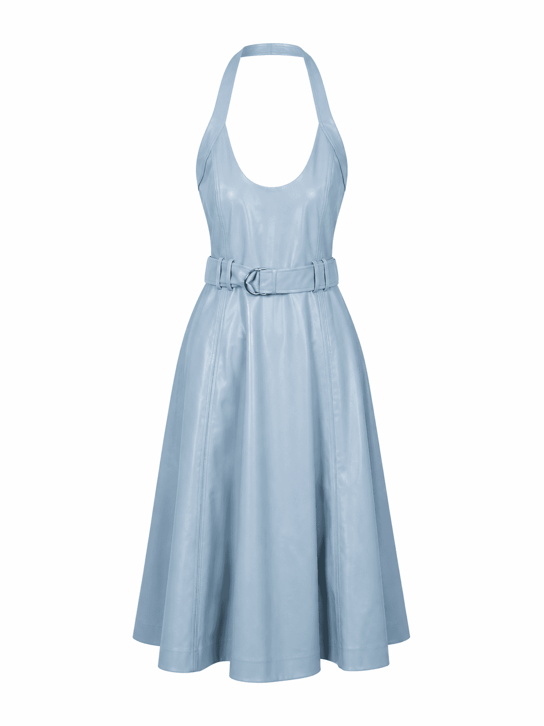 Faux Leather Halter Midi Dress