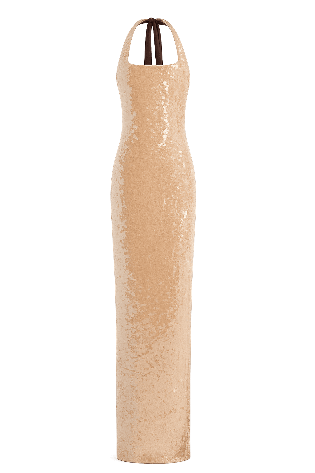 Champagne Sequin Halter Gown 