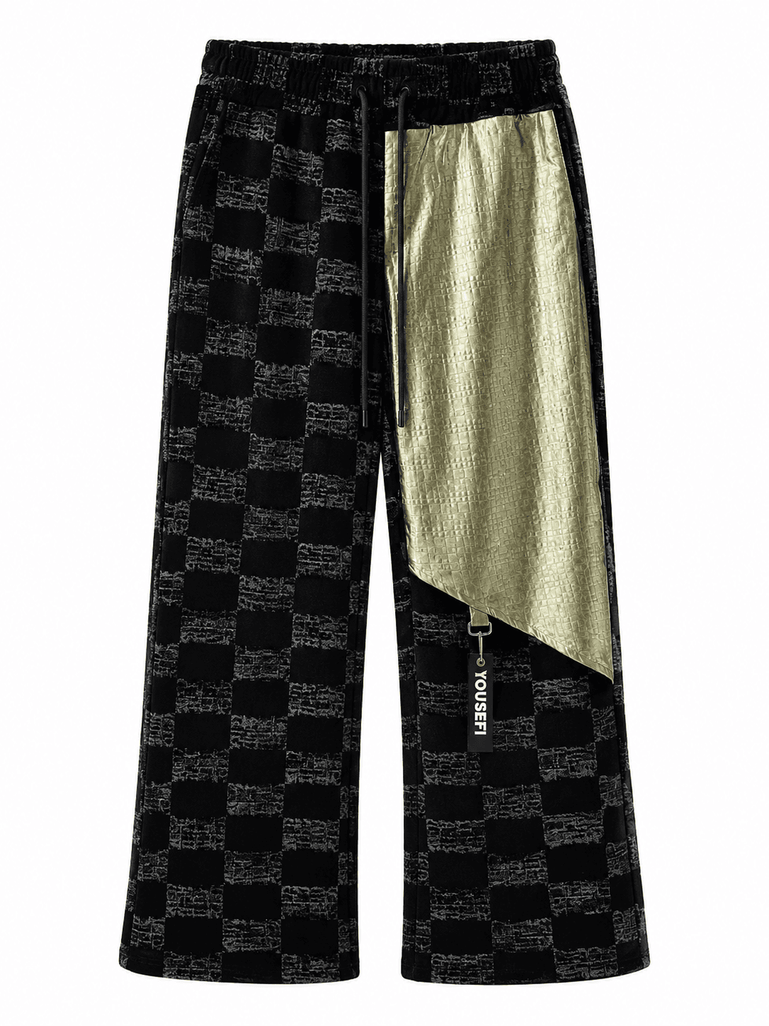 Metallic Overlay Check Pant