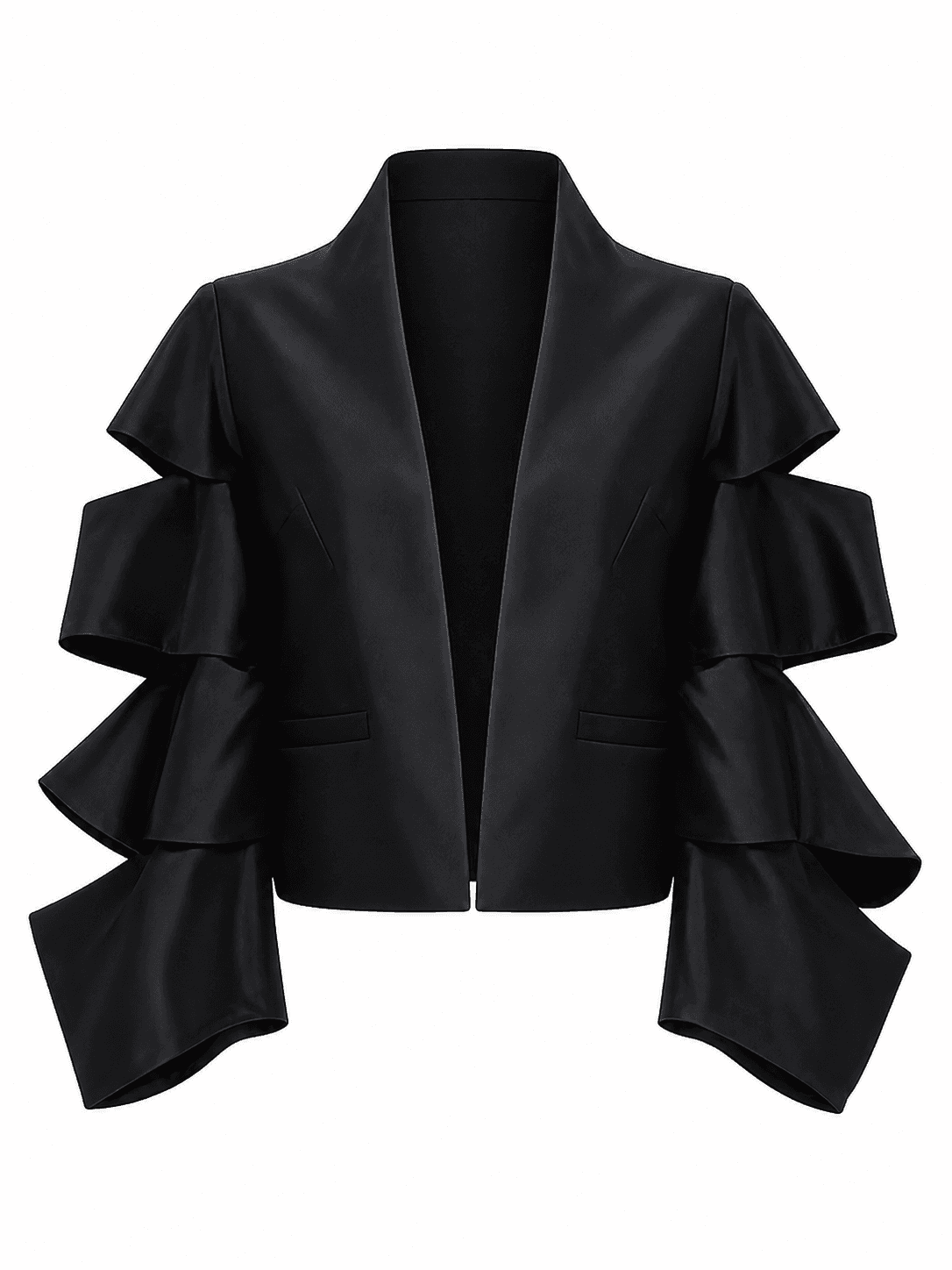Black Ruffle Sleeve Jacket