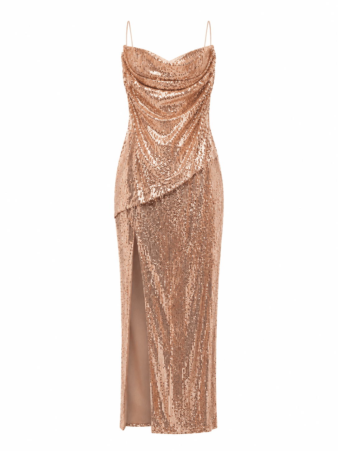 Sequin Cowl Neck Maxi Dress