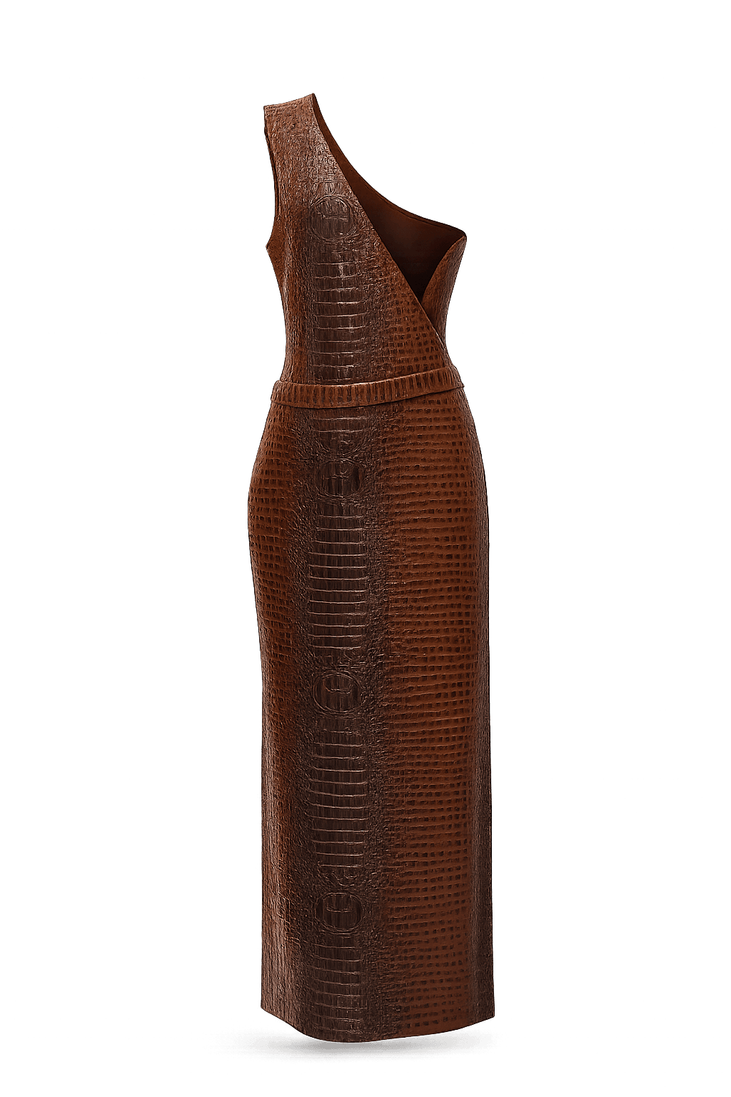 Embossed One-Shoulder Maxi Dress