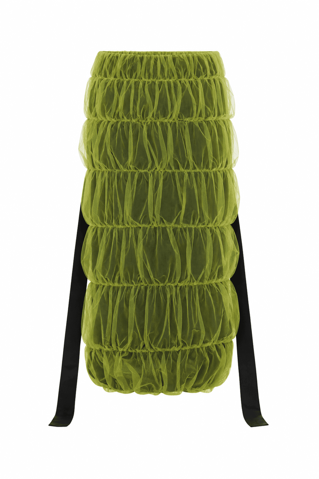 Green Sheer Tiered Skirt 