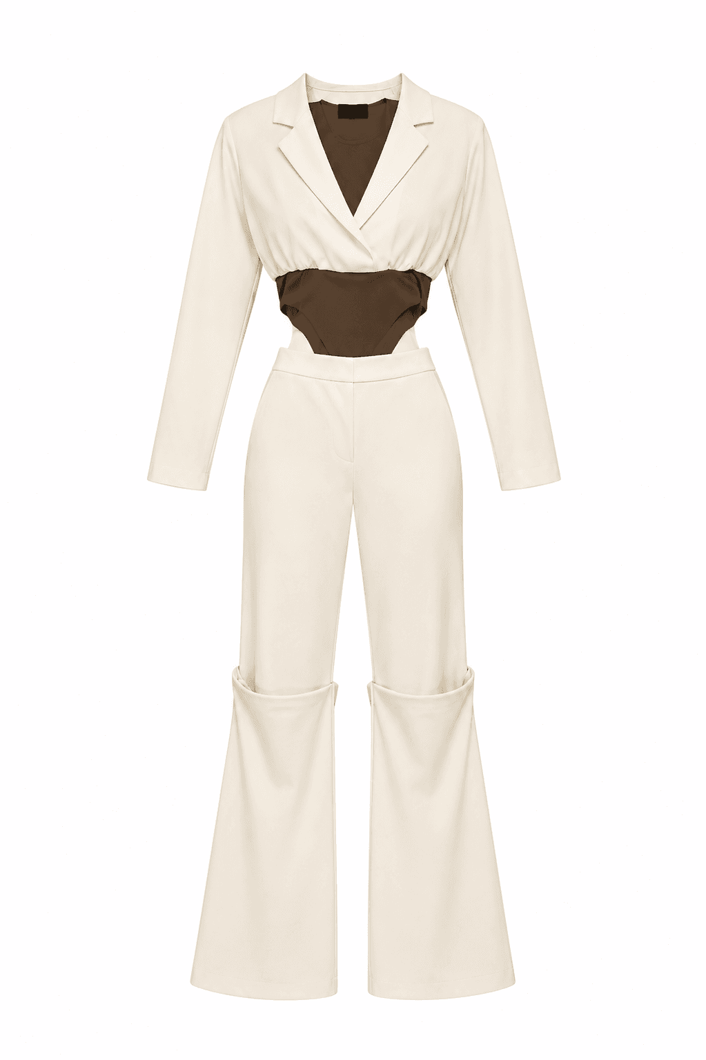 Cutout Blazer Bodysuit & Flared Trouser Set 